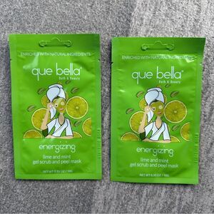 2-pc Que Bella Energizing Lime Mint Gel Scrub Peel Mask Exfoliate Hydrate Tone